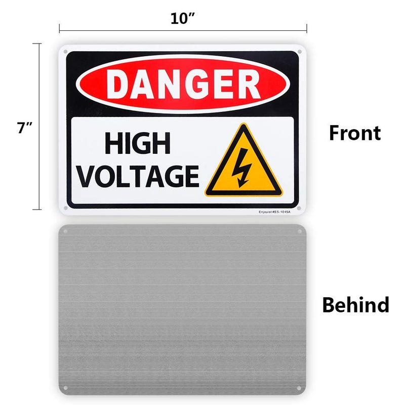 Enjoyist 2-Pack Danger - High Voltage Sign, 10"x 7" .04" Aluminum Reflective Sign Rust Free Aluminum-UV Protected and Weatherproof - Image 2